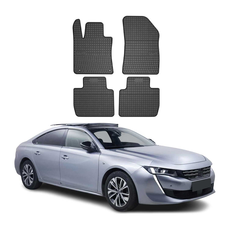 Tappetini in gomma neri per Peugeot 508 2018-2025, 4 pezzi