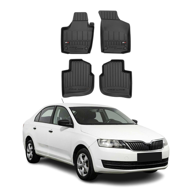 Tappetini Skoda Rapid 2012-2019 in TPE nero, 4 pezzi
