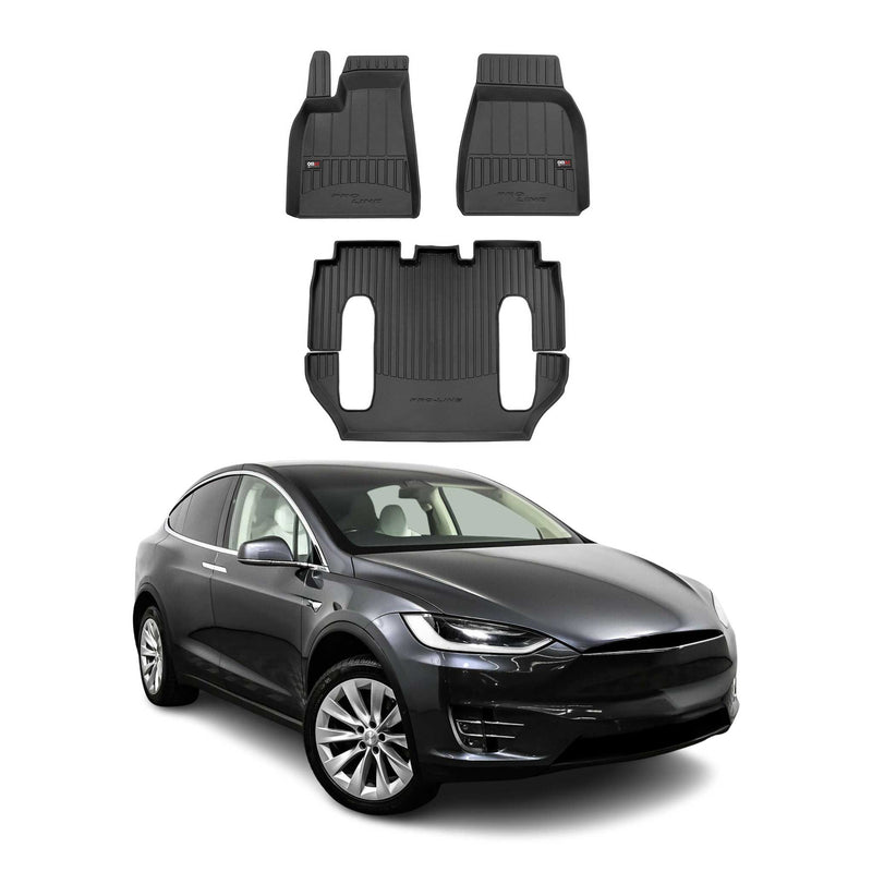 Tappetini Tesla Model X 2016-2020 in TPE nero, 3 pezzi