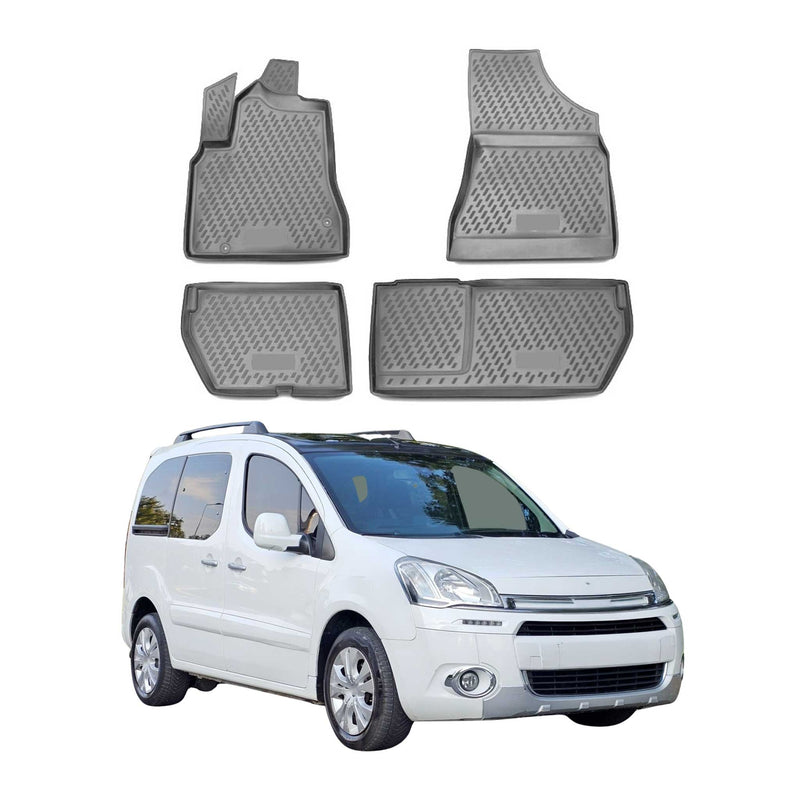 Tappetini Citroen Berlingo 2008-2018 in TPE grigio 4 pezzi