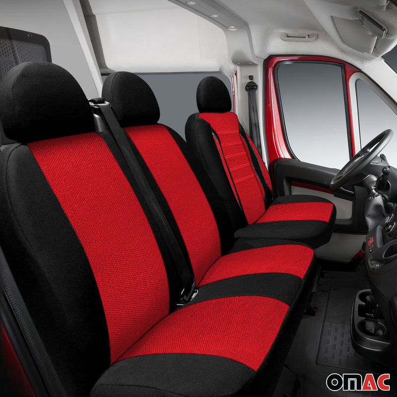 Coprisedili per VW T5 T6 2003-2023 2+1 Nero-Rosso Set anteriore e laterale