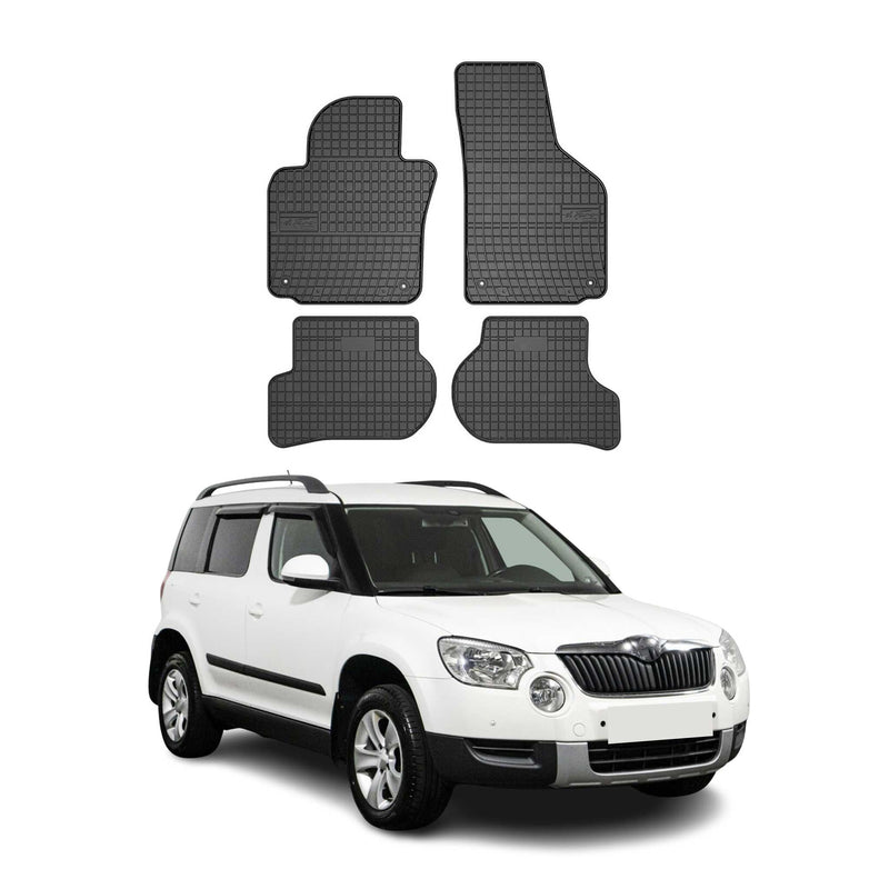 Tappetini Skoda Yeti 2009-2017 in TPE nero, 4 pezzi