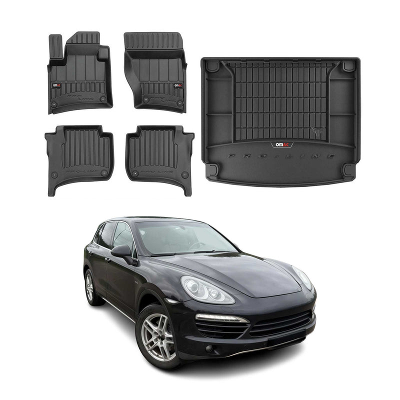 Set di tappetini e vaschetta per bagagliaio OMAC per Porsche Cayenne 2010-2017 in gomma TPE 5 pezzi