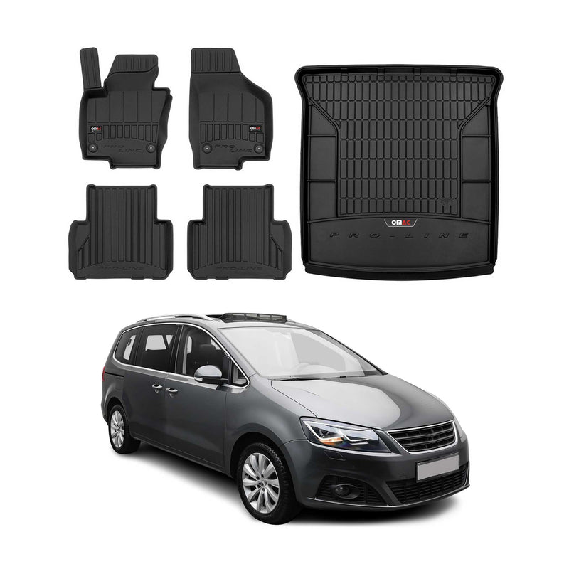 Set di tappetini e vaschetta per bagagliaio OMAC per Seat Alhambra 2010-2025, terza fila, in gomma