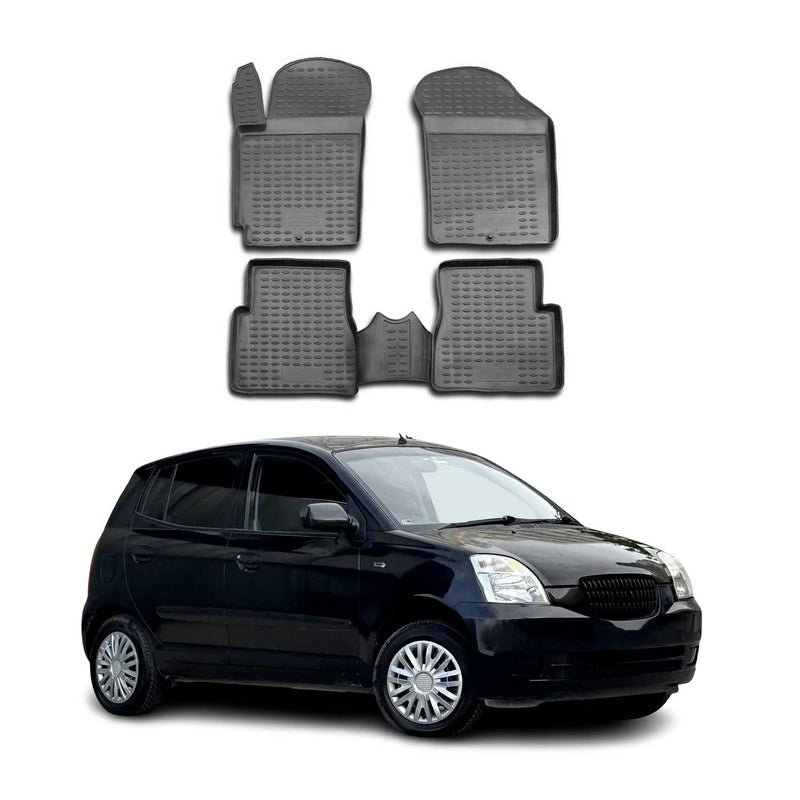 Tappetini Kia Picanto 2004-2011 in TPE nero, 4 pezzi