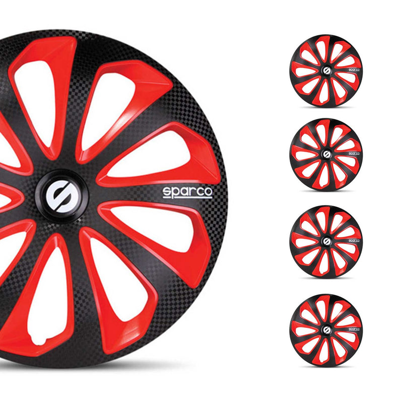 Coprimozzi Sparco 16 pollici Sicilia Nero Rosso Carbonio 4 pezzi