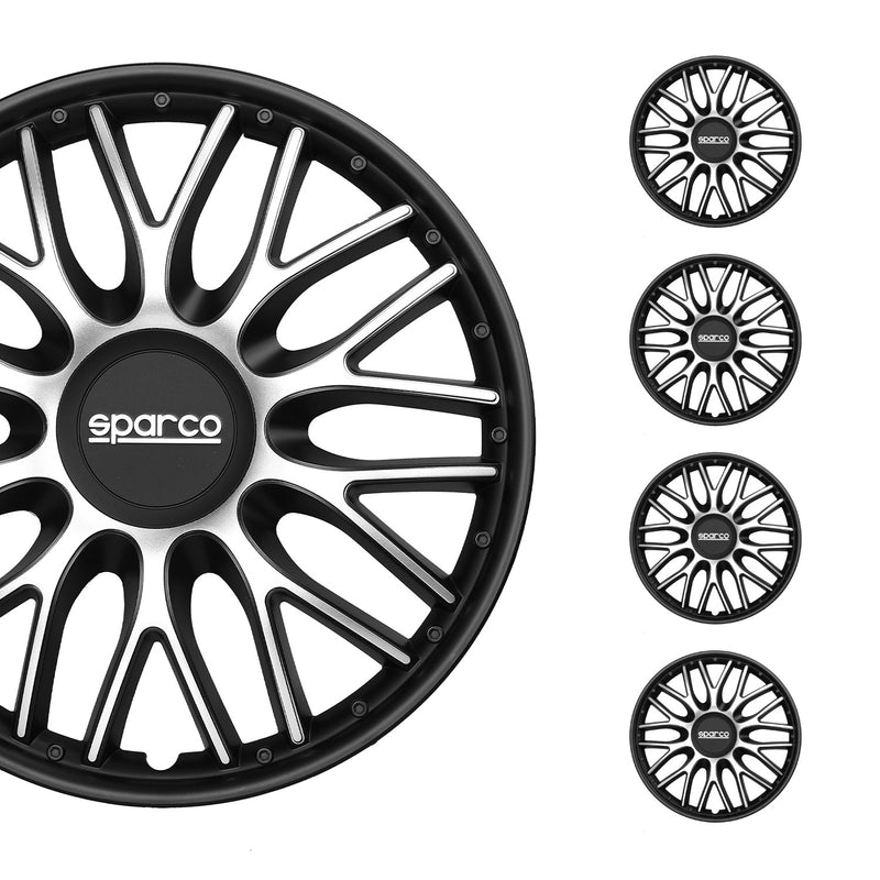 Coprimozzi Sparco 16 pollici Roma argento nero 4 pezzi