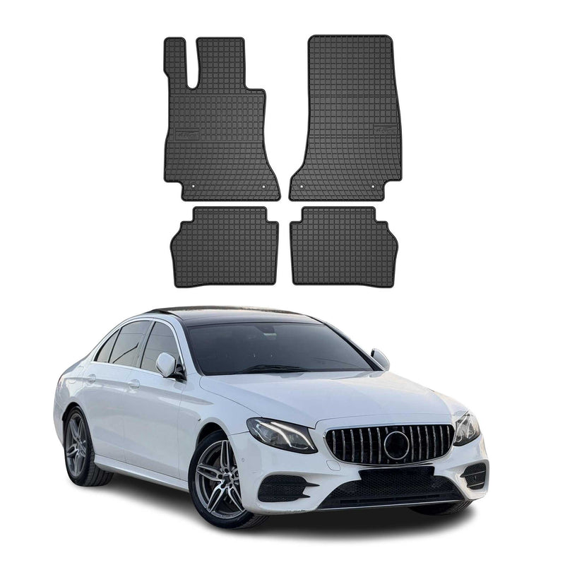 Tappetini in gomma neri per Mercedes Classe E W213 2016-2025, 4 pezzi.
