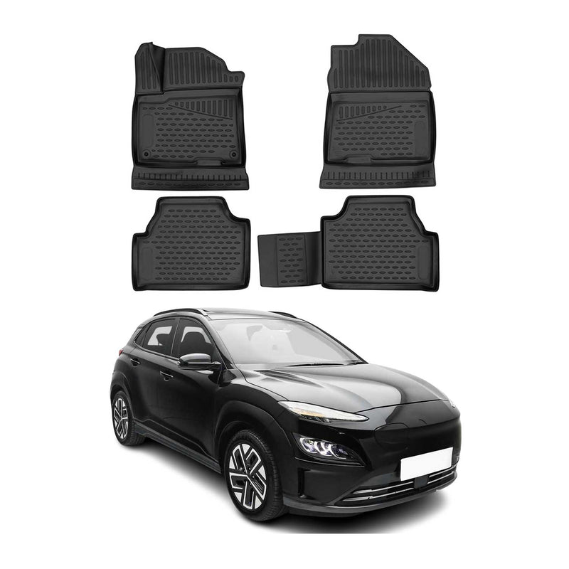 Tappetini in gomma OMAC per Hyundai Kona EV 2017-2023, neri, 4 pezzi