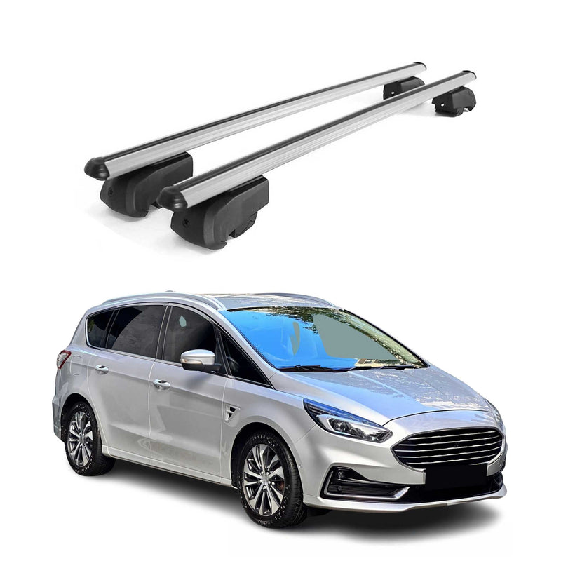Portapacchi da tetto per Ford S-Max 2015-2023 barre trasversali ABE grigio alluminio 2x