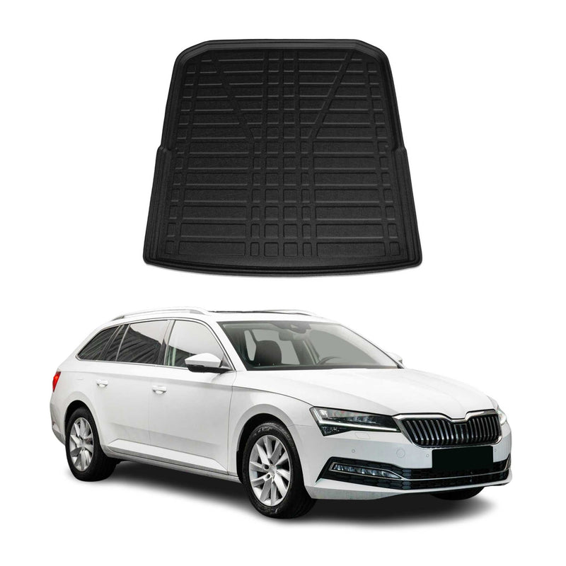 Vasca per bagagliaio per Skoda Superb Station Wagon 2015-2025 Gomma TPE Nero