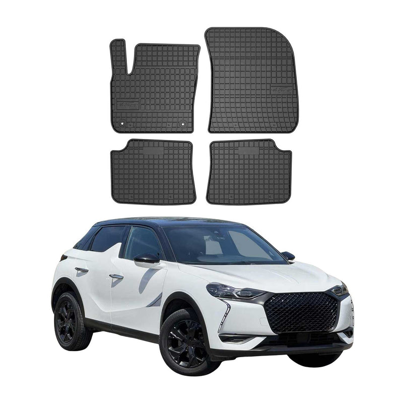 Tappetini in gomma neri DS DS3 Crossback E-Tense 2018-2025, 4 pezzi