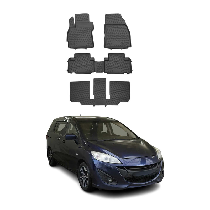 Tappetini Mazda 5 2010-2021 in TPE nero, 5 pezzi
