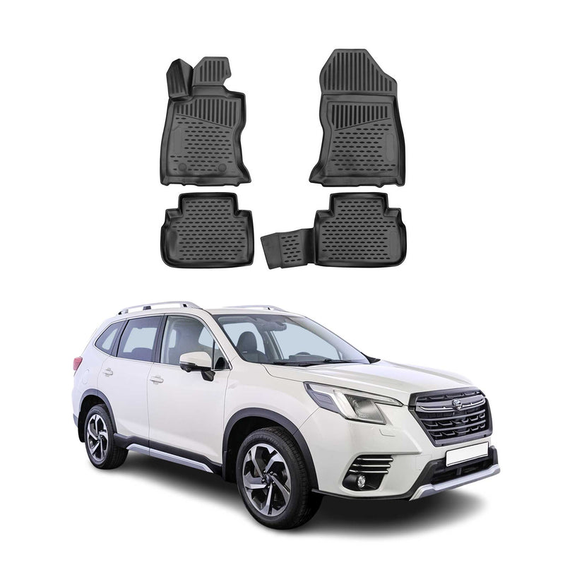 Tappetini Subaru Forester 2018-2021 in TPE Nero 4 pezzi