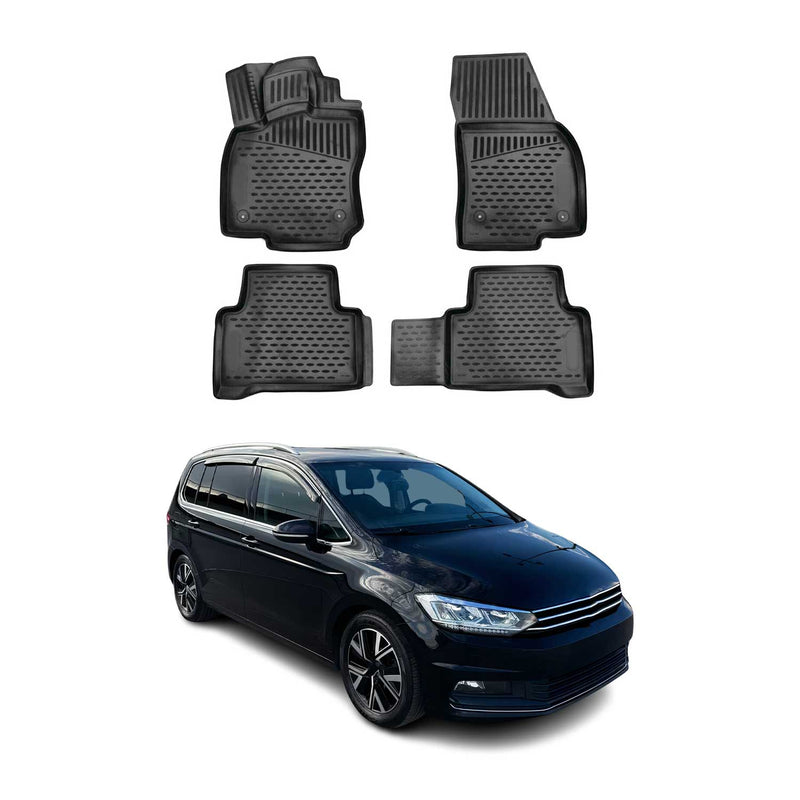 Tappetini VW Touran 2015-2021 in TPE nero, 4 pezzi