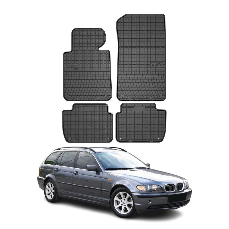 Tappetini in gomma neri per BMW Serie 3 Berlina Touring E46 1998-2005, 4 pezzi