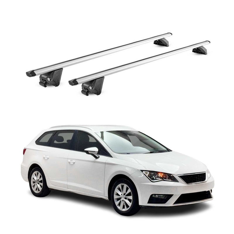 Portapacchi da tetto per Seat Leon SW 2014-2025 alluminio argento 2 pezzi ABE