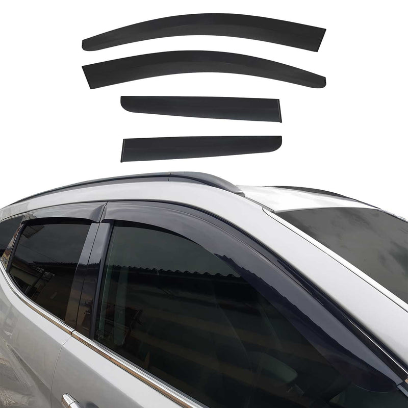 4 deflettori d'aria e deflettori antipioggia per Nissan Qashqai J10 2006-2014 in acrilico scuro