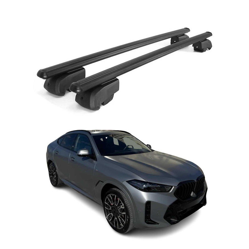 Portapacchi da tetto per BMW X6 2019-2021 ABE alluminio nero 2x