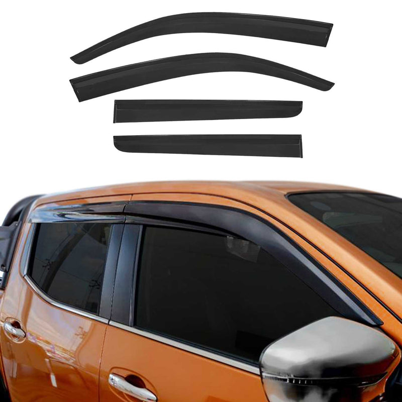 4 deflettori antivento e antipioggia per Nissan Navara D40 2005-2016 in acrilico scuro