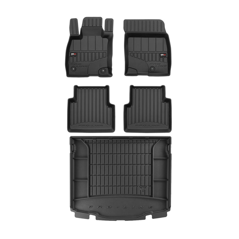 Set di tappetini e vaschetta per bagagliaio OMAC per Ford Kuga 2019-2025 in gomma nera, 5 pezzi
