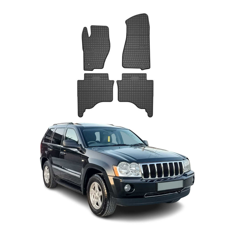 Tappetini in gomma neri per Jeep Grand Cherokee 2004-2010, 4 pezzi.