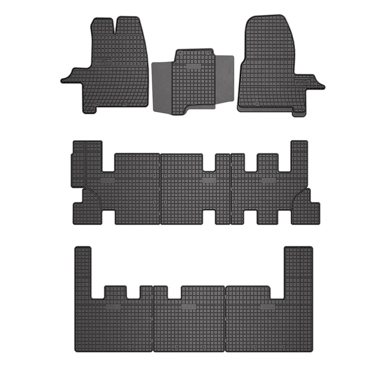 Tappetini in gomma OMAC per Ford Transit Custom 2012-2021, neri, 9 pezzi