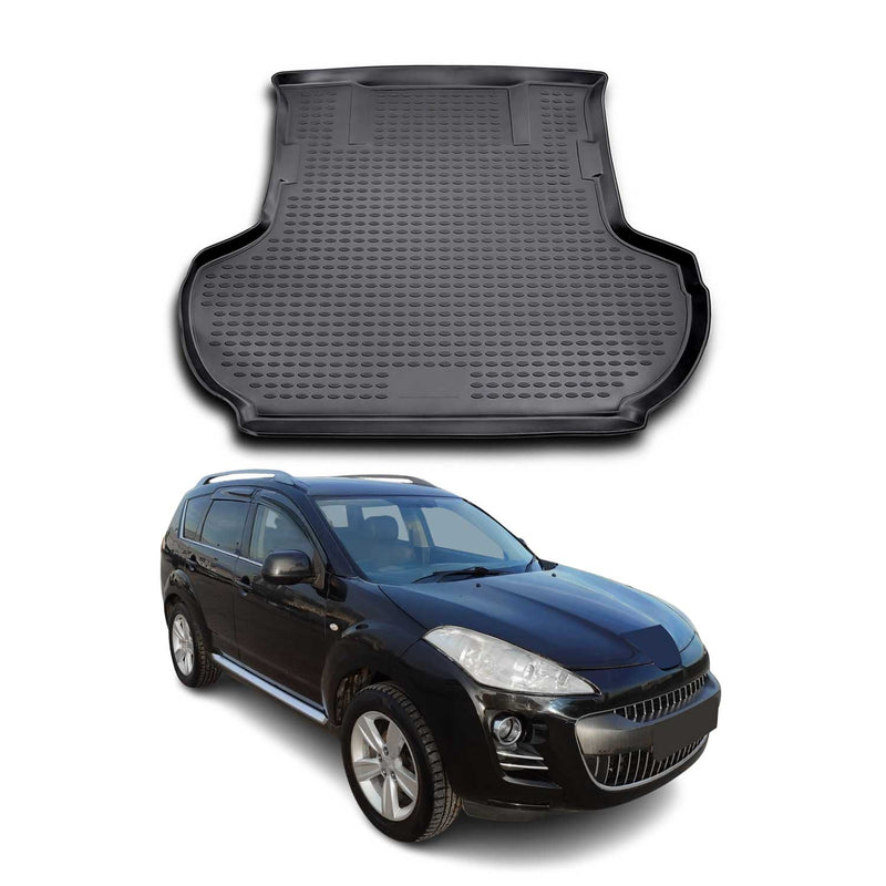 Tappetino per bagagliaio per Peugeot 4007 2007-2013 in gomma TPE Nero