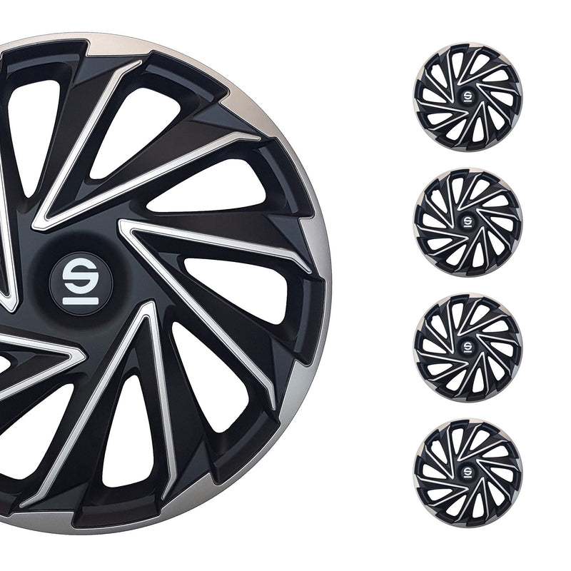 Coprimozzi Sparco 14 pollici Varese argento nero 4 pezzi