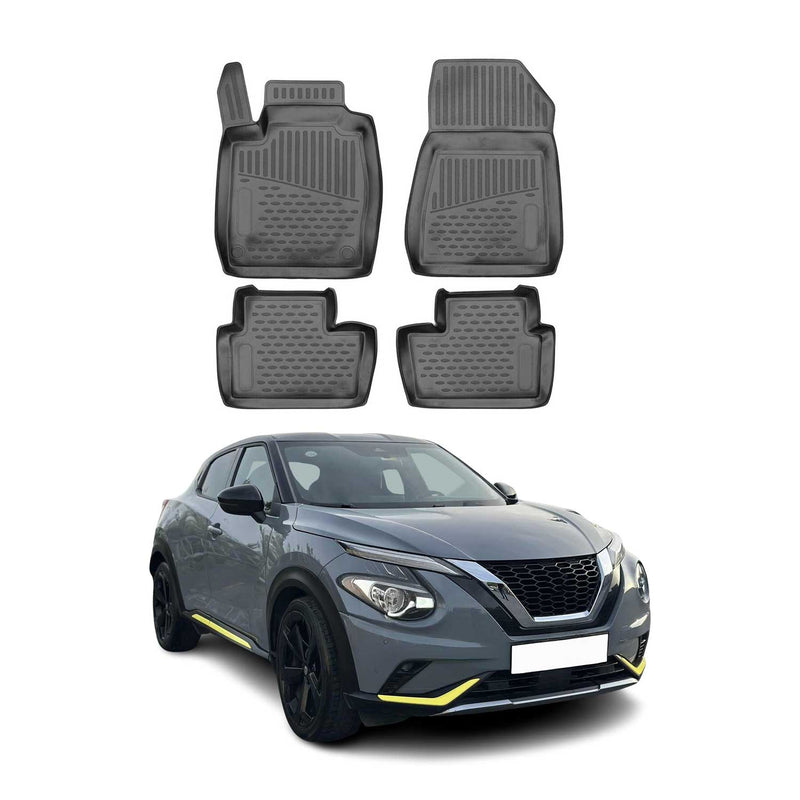 Tappetini Nissan Juke 2019-2024 in TPE nero, 4 pezzi