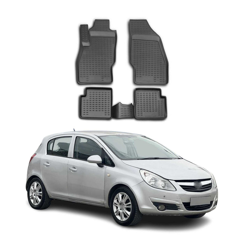 Tappetini Opel Corsa D 2006-2014 in TPE nero, 4 pezzi