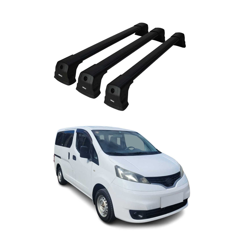 Portapacchi da tetto per Nissan NV200 2010-2025, portapacchi base in alluminio nero, 3 pezzi