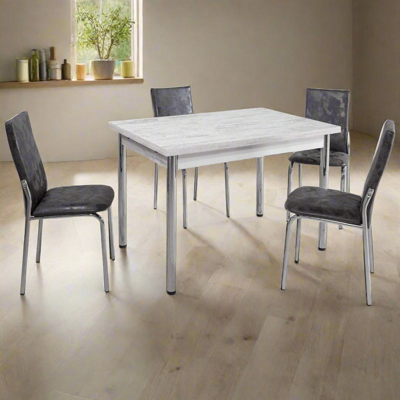Sedie da pranzo, sedie da cucina, sedia Sarp grigio 4x in pelle artificiale