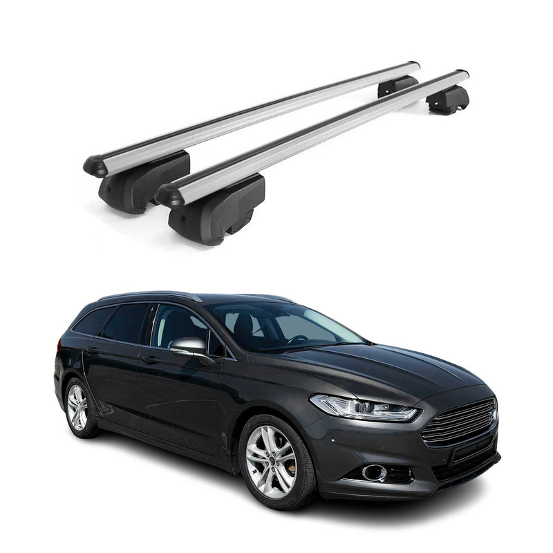 Portapacchi da tetto per Ford Mondeo mk5 Turnier 2014-22 ABE Alu Grey 2x