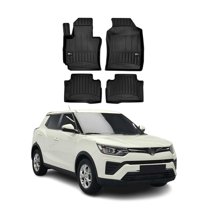 Tappetini Ssangyong Tivoli 2015-2025 in TPE nero, 3 pezzi