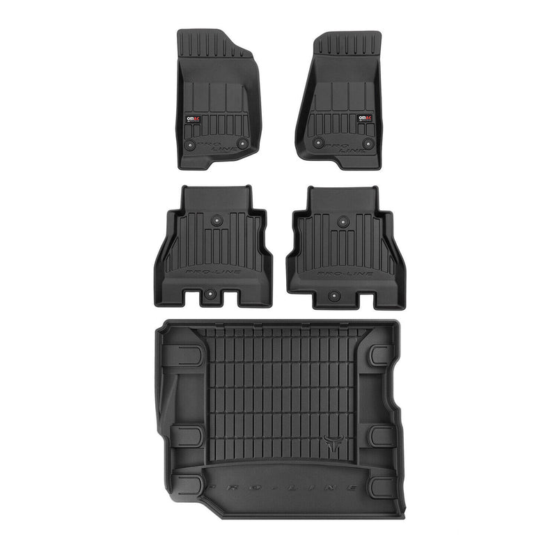 Set di tappetini e vaschette per bagagliaio OMAC per Jeep Wrangler 2017-2025 in gomma TPE 5x