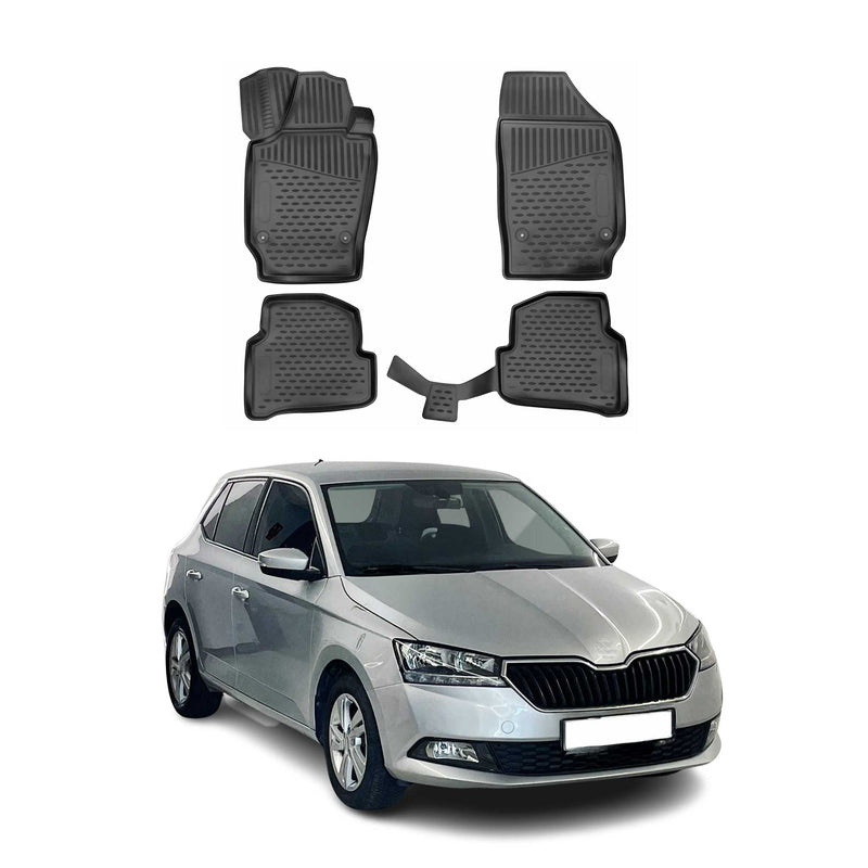 Tappetini Skoda Fabia 2019-2021 in TPE Nero 4 pezzi