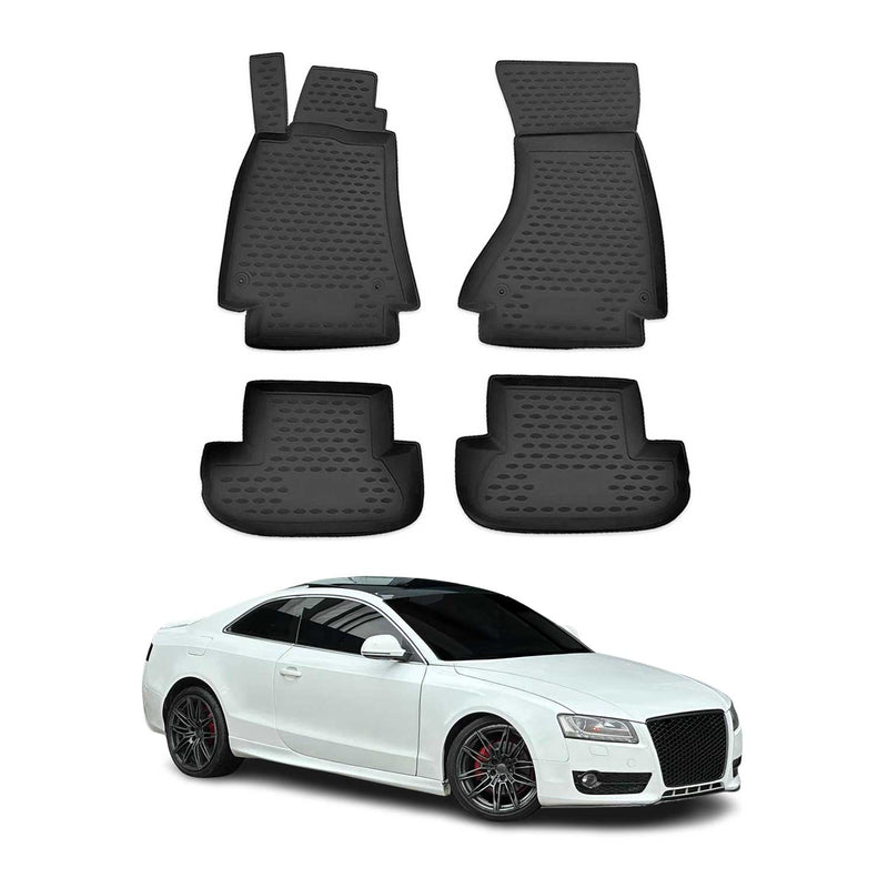 Tappetini in TPE neri per Audi A5 Cabriolet Coupe 8T3 8F7 2007-2017, 4 pezzi.