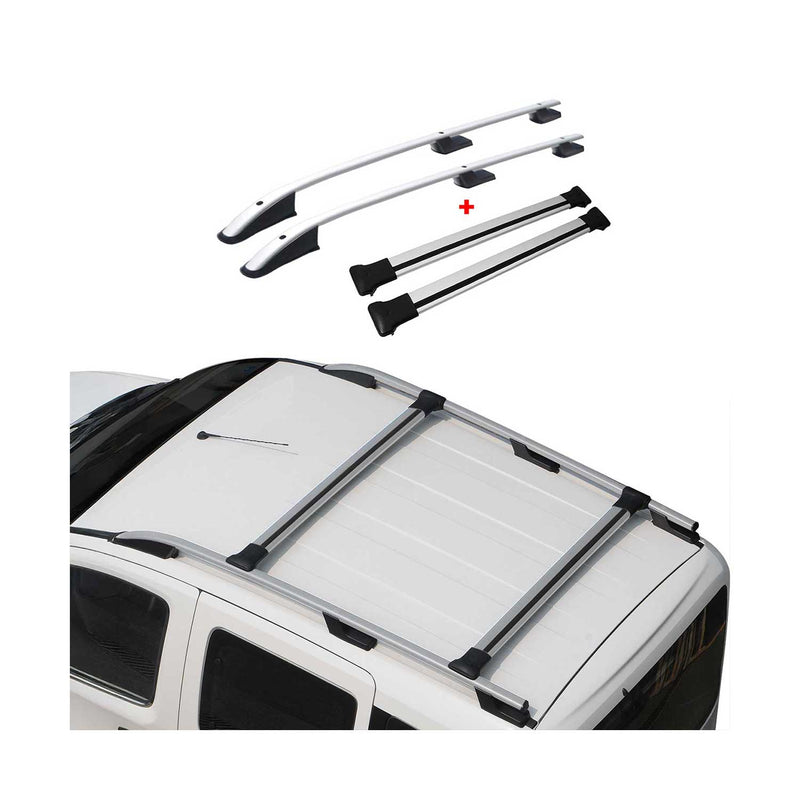 Barre portatutto + barre portatutto per Ford Tourneo Custom 2013-2024 L1 Alluminio Argento 4x