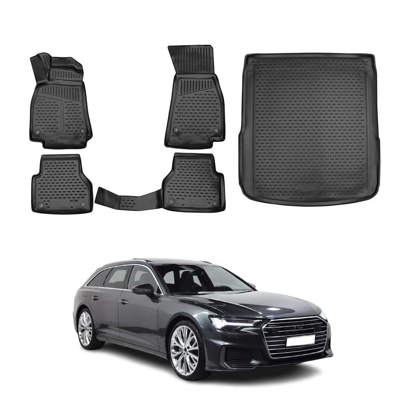 Set di tappetini e vaschetta per bagagliaio per Audi A6 C8 Avant Allroad 2018-2025 TPE