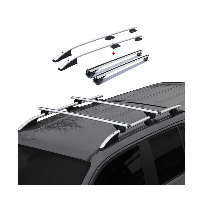 Dachreling + Dachträger für Dacia Dokker 2012-2021 L1 Kurzer Aluminium Silber 4x