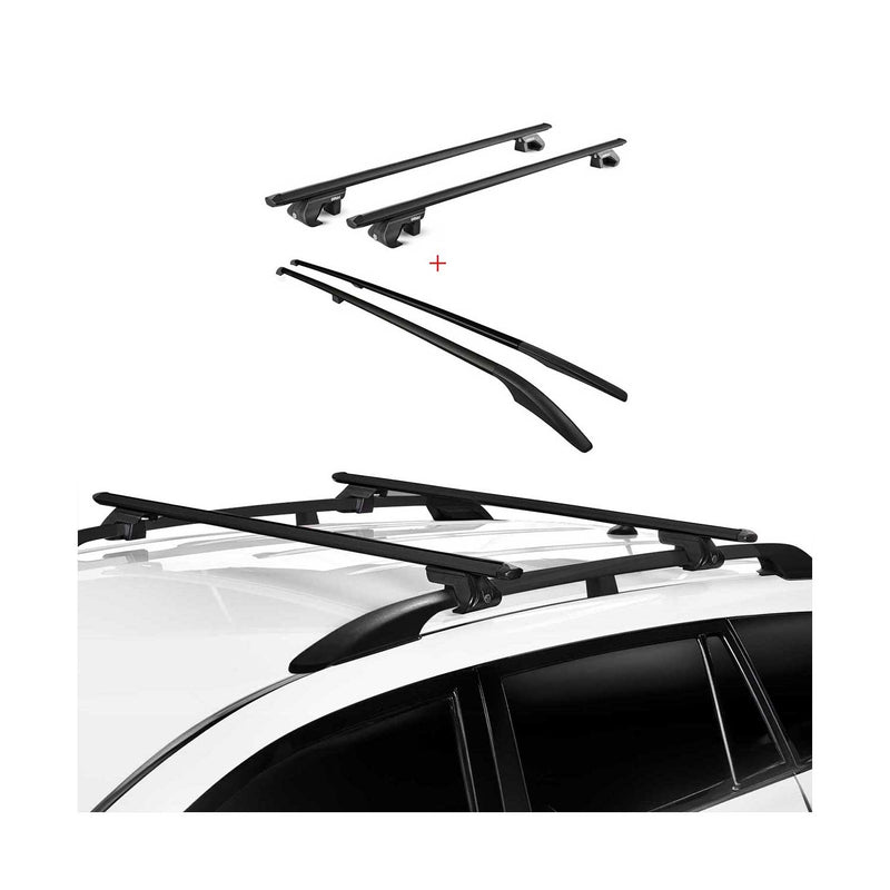Barre portatutto + set barre portatutto per Porsche Cayenne 9PA 2002-2010 Alu Nero