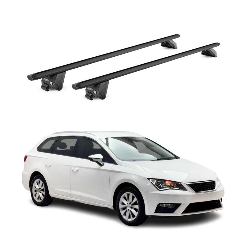 Portapacchi da tetto per Seat Leon SW 2014-2025 alluminio nero 2 pezzi ABE