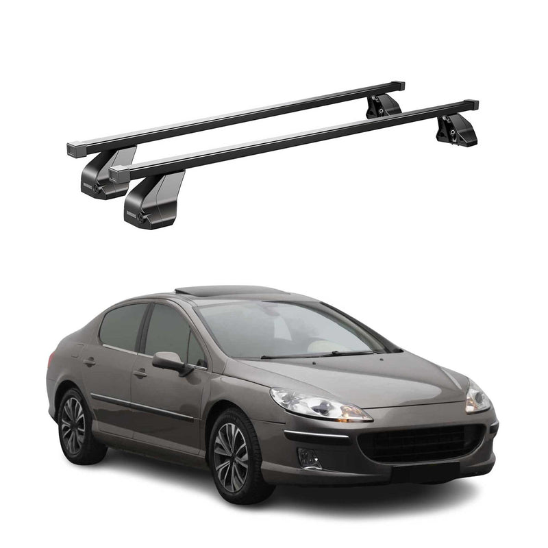 Portapacchi in acciaio Menabo per Peugeot 407 2004-2011 Nero 2x