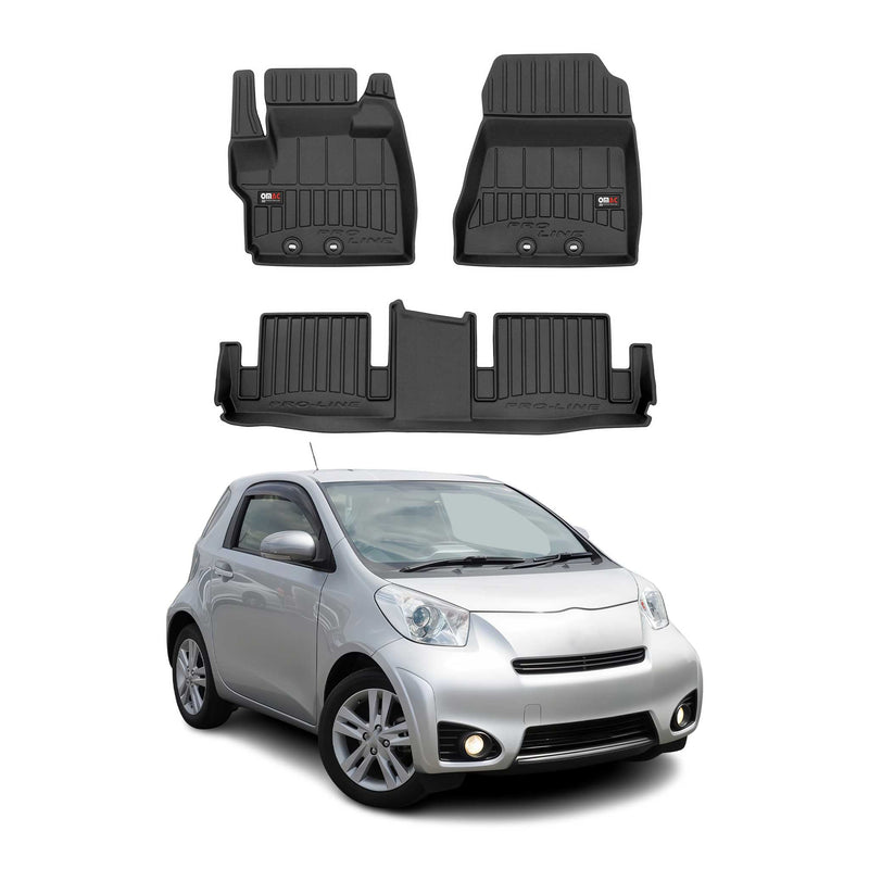 Tappetini Toyota IQ 2008-2016 in TPE nero, 3 pezzi
