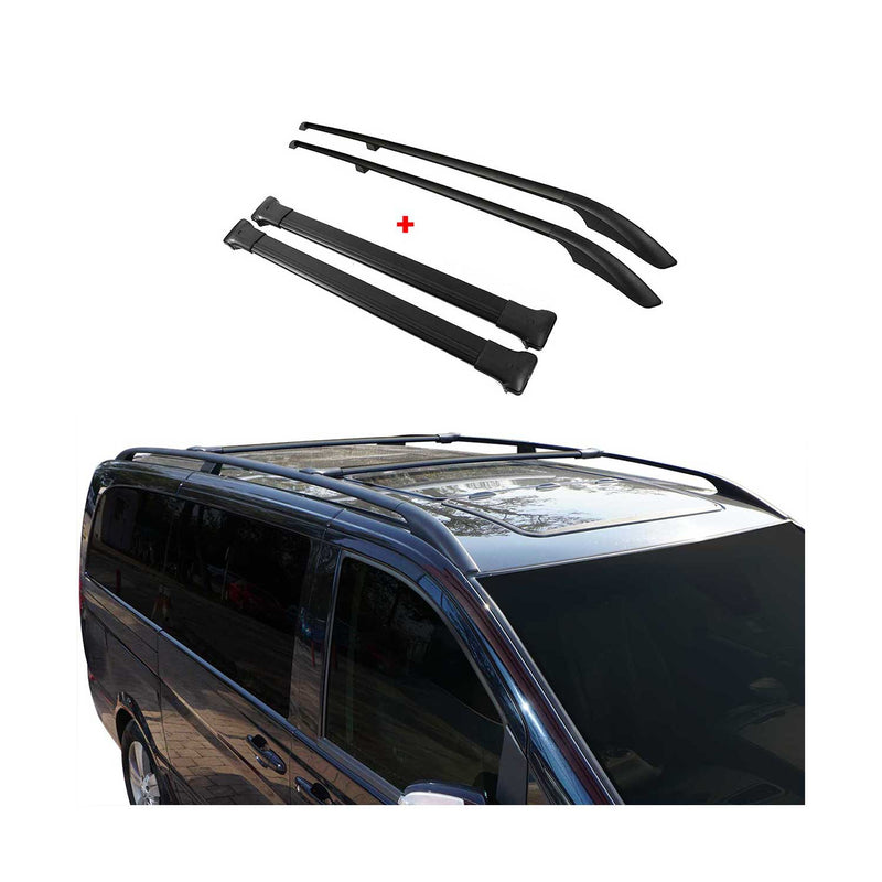 Barre portatutto + barre portatutto SET per VW Caddy 2015-2020 Corto Alluminio Nero 4 pezzi