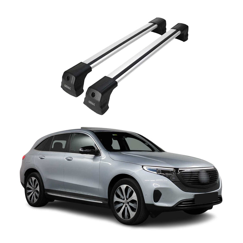 Portapacchi da tetto per Mercedes EQC 2019-2025, portapacchi base in alluminio argento 2x