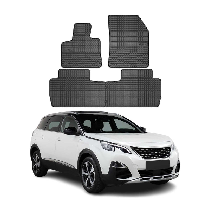 Tappetini in gomma neri per Peugeot 5008 2017-2025, 4 pezzi