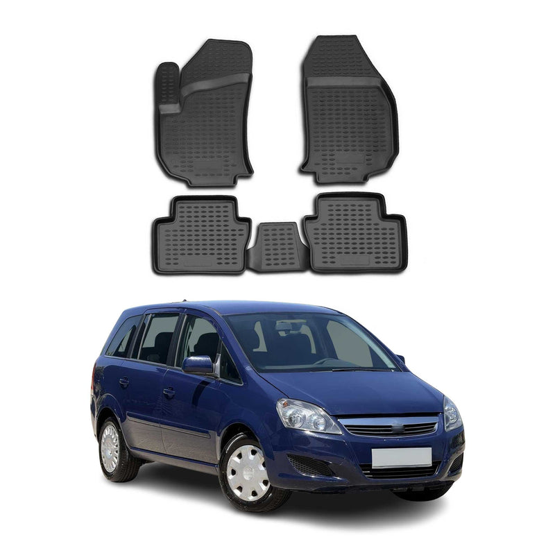 Tappetini Opel Zafira B 2005-2014 TPE Nero 4 pezzi.
