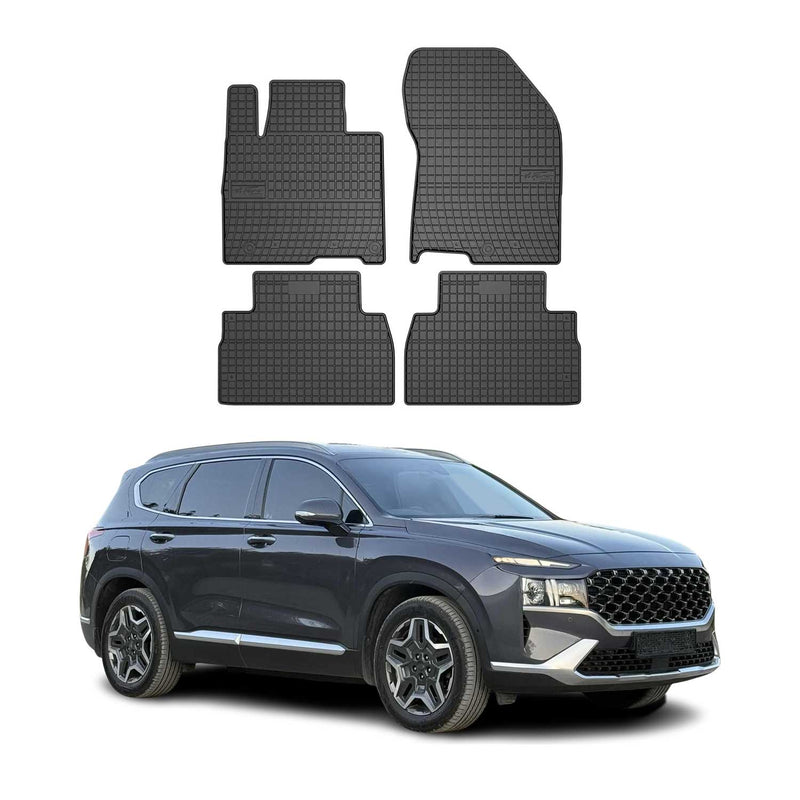 Tappetini in gomma neri per Hyundai Santa Fe 2018-2025, 4 pezzi